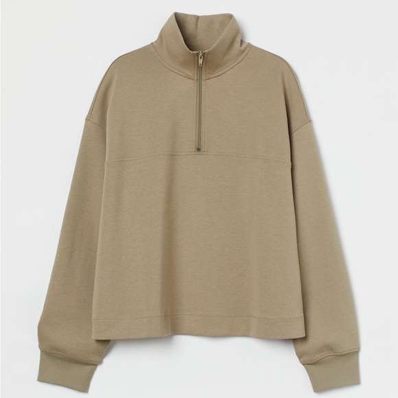 H&M Zip Up Collared Quarter Zip Sweatshirt in Sage Green - L - Picture 3 of 6